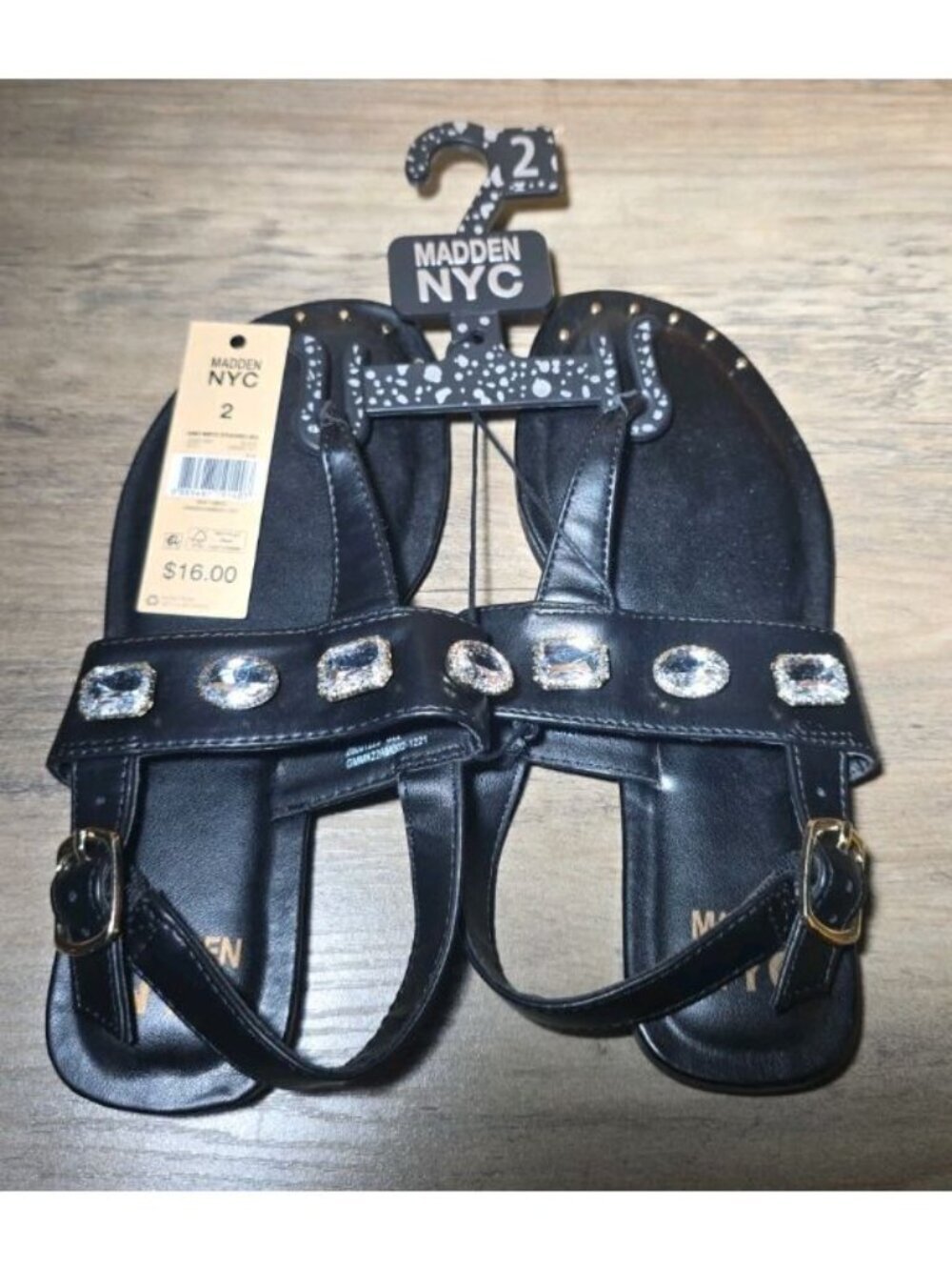 Madden NYC Girls Black Slip On Studded Sandal Size 2 - Picture 2 of 7